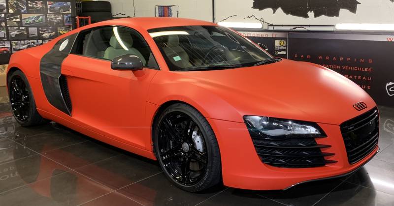 Wrapping complet sur une Audi R8 réalisation par Comonéo à Mundolsheim près de Strasbourg